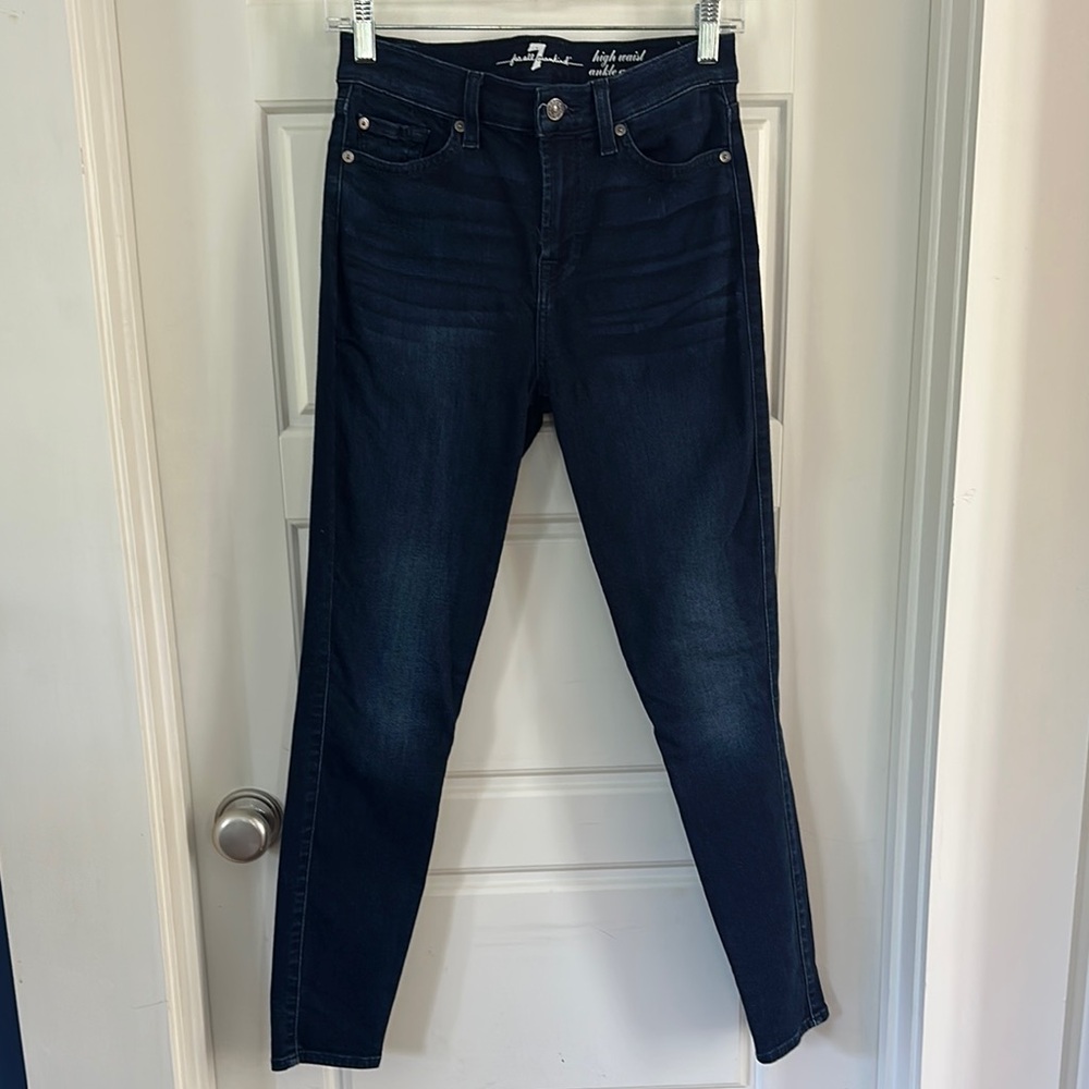 7 For All Mankind Blue High Rise Jeans Modern Fit